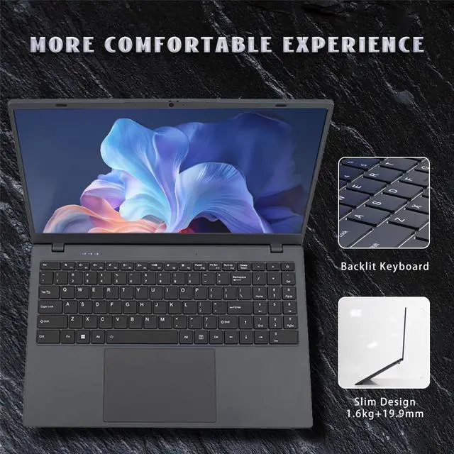 Alt view image 4 of 7 - Ningmei  NL100P Laptop Computer,  15.6 Inch Notebook with Intel Quad-Core N5095(Up to 2.9GHz), 16GB DDR4 512GB SSD,  BT5.2, 5G WiFi, USB3.2, Type_C, Webcam, Long Battery Life