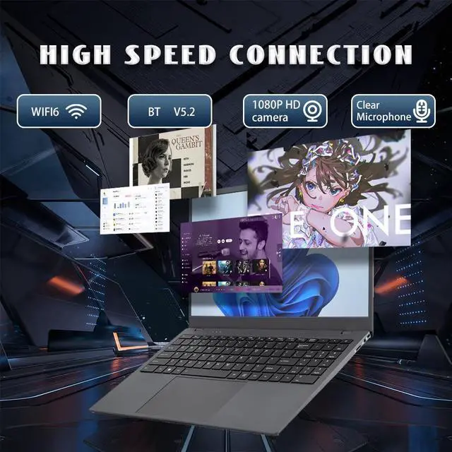 Alt view image 2 of 7 - Ningmei  NL100P Laptop Computer,  15.6 Inch Notebook with Intel Quad-Core N5095(Up to 2.9GHz), 16GB DDR4 512GB SSD,  BT5.2, 5G WiFi, USB3.2, Type_C, Webcam, Long Battery Life