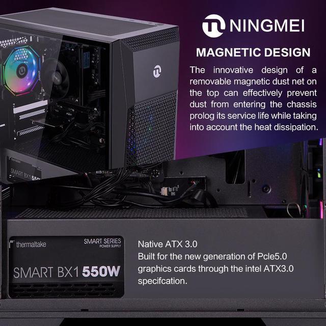 Alt view image 5 of 7 - Ningmei Gaming PC Desktop AMD Ryzen 7 5700G (Up to 4.6GHz) CPU, 6RGB Fans, AMD Radeon Vega Graphics , 16GB DDR4 RAM 3200MHz, 1TB NVME SSD,550W PSU, Windows 11 Home 64-bit- WIFI- Gaming Desktop