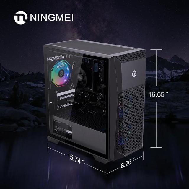 Alt view image 2 of 7 - Ningmei Gaming PC Desktop AMD Ryzen 7 5700G (Up to 4.6GHz) CPU, 6RGB Fans, AMD Radeon Vega Graphics , 16GB DDR4 RAM 3200MHz, 1TB NVME SSD,550W PSU, Windows 11 Home 64-bit- WIFI- Gaming Desktop