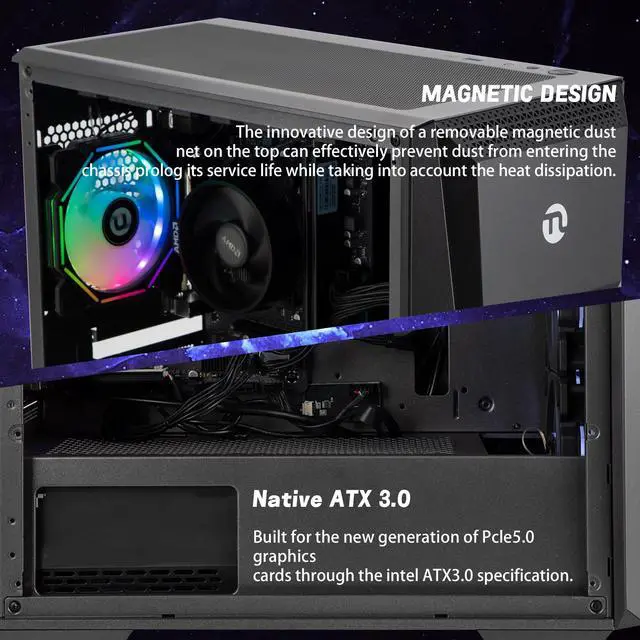 Alt view image 5 of 7 - Ningmei Soul Gaming PC Desktop, AMD Ryzen 5 5600GT 6 core 3.6GHz (up to 4.6GHz), 16GB DDR4 RAM 3200MHz, 512 GB NVME SSD, 550W PSU, Game Design Office Platform, Wi-Fi, Windows 11 Tower Prebuilt PC