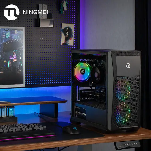 Alt view image 7 of 7 - Ningmei Soul Gaming PC Desktop, AMD Ryzen 5 5600GT 6 core 3.6GHz (up to 4.6GHz), 16GB DDR4 RAM 3200MHz, 512 GB NVME SSD, 550W PSU, Game Design Office Platform, Wi-Fi, Windows 11 Tower Prebuilt PC