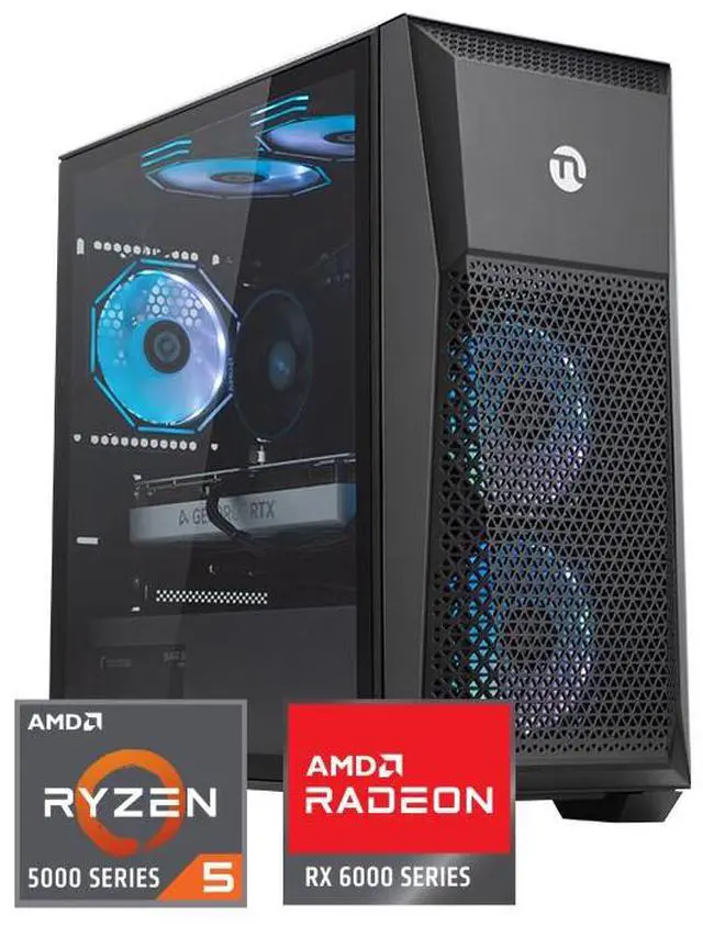 Main image of Ningmei Gaming PC Desktop, AMD Ryzen 5 5500 4.2GHz, AMD RX 6600 8GB, 6RGB Fans, 16GB DDR4 3200MHz , 1TB SSD NVMe , 650W PSU,  11AC Wi-Fi,  Windows 11 Home 64-bit, gaming pc