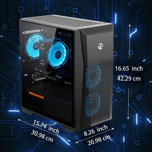 Alt view image 4 of 7 - NINGMEI Gaming PC Desktop, AMD Ryzen 7 8700F 4.1GHz,  GeForce RTX 4060TI 8GB,  16GB DDR5 RAM 6000MHz, 1TB NVME SSD, 650W PSU, 11AC Wi-Fi,  Windows 11 Home 64-bit