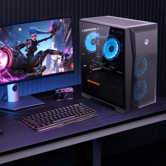 Alt view image 7 of 7 - NINGMEI Gaming PC Desktop, AMD Ryzen 7 8700F 4.1GHz,  GeForce RTX 4060TI 8GB,  16GB DDR5 RAM 6000MHz, 1TB NVME SSD, 650W PSU, 11AC Wi-Fi,  Windows 11 Home 64-bit