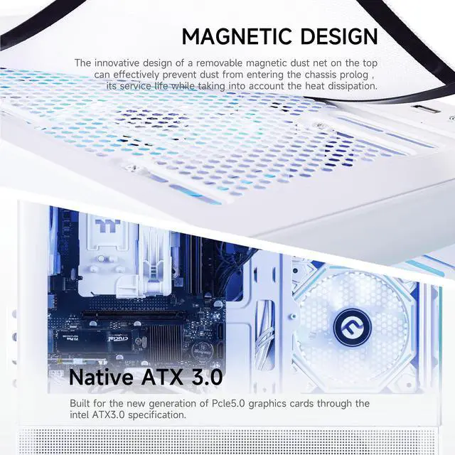 Alt view image 4 of 7 - NINGMEI Soul Gaming PC Desktop,AMD Ryzen 5 5600GT 6 core 3.6GHz(up to 4.6GHz),AMD Radeon Vega 7 Graphics,16GB DDR4 RAM 3200MHz,1TB NVME SSD,550W PSU, Windows 11 Home 64-bit,White