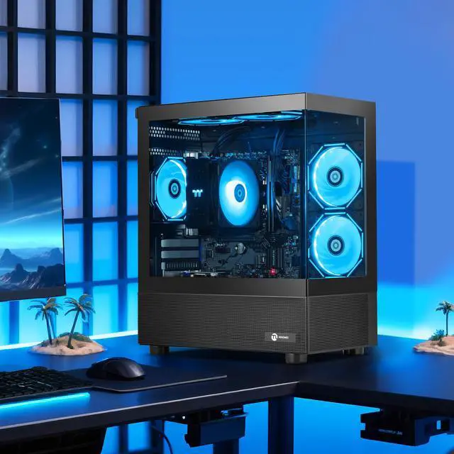 Alt view image 7 of 7 - Ningmei Gaming PC Desktop computer, AMD Ryzen 7 5700G 8 core 3.8GHz (up to 4.6GHz),  16GB DDR4 RAM 3200MHz, 1TB NVME SSD, 550W PSU, Game Design Office Platform, Wi-Fi, Windows 11 Tower Prebuilt PC