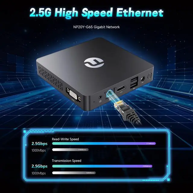 Alt view image 6 of 7 - NINGMEI Mini PC Pentium Gold 6500Y Desktop Computer | 12GB DDR3+256GB M.2 SSD | 4K Dual Display Output, Dual Band WiFi & Bluetooth 5.0, Small Form Factor Micro PC for Business Office & Home Use