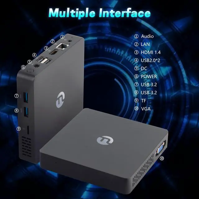 Main image of NINGMEI Mini PC Pentium Gold 6500Y Desktop Computer | 12GB DDR3+256GB M.2 SSD | 4K Dual Display Output, Dual Band WiFi & Bluetooth 5.0, Small Form Factor Micro PC for Business Office & Home Use
