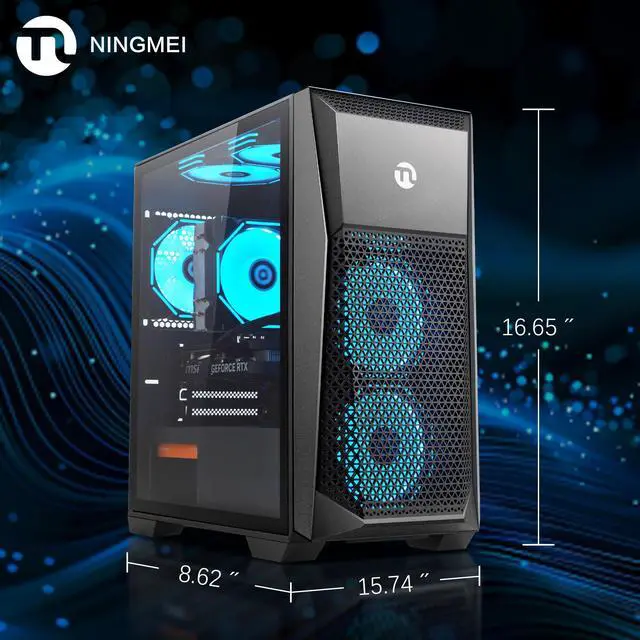 Alt view image 3 of 6 - Ningmei Gaming PC Desktop Intel Core i5 12400F 2.5 GHz CPU, GeForce RTX 4060, 1TB NVME SSD, 16GB DDR4 RAM 3200MHz, 600W PSU, Windows 11 Home 64-bit- WIFI- Gaming Desktop