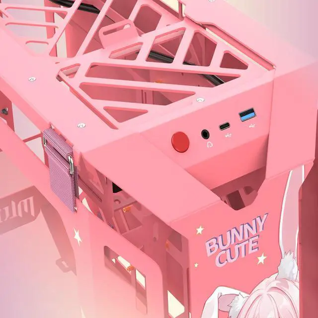 Alt view image 3 of 6 - MLOONG Xera2-AB30-UL MATX Mid Pink Tower PC Gaming Case/Open High Airflow Perforated Computer Cases/Support M-ATX/ITX Motherboard/360mm AIO Support at Top/Tempered Glass Window.