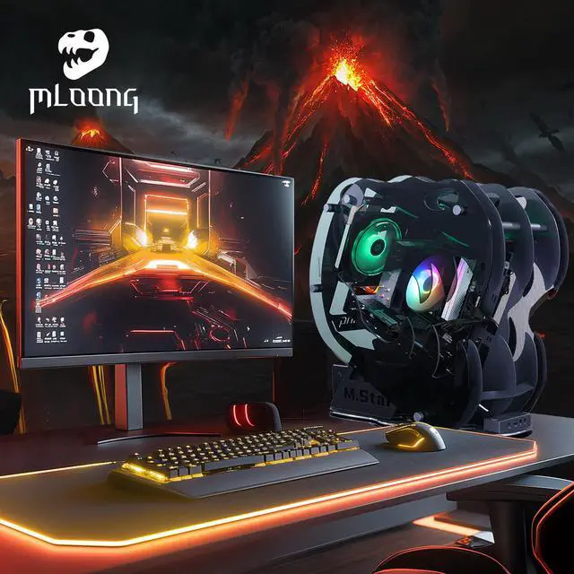 Alt view image 6 of 6 - Mloong Gaming PC Desktop AMD Ryzen 5 7500F (Up to 5.0GHz) CPU, GeForce RTX 4060 Ti 8G, 1TB NVME SSD, 32GB DDR5 RAM 6000MHz, 600W PSU, 3ARGB Fans,Windows 11 Home 64-bit WIFI Gaming Desktop