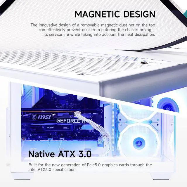 Alt view image 4 of 7 - Mloong X-Dragon Gaming PC Desktop, AMD Ryzen 7 9800X3D 8 core 4.7GHz(up to 5.2GHz), GeForce RTX 5070Ti 16GB, 32GB DDR5 RAM 6000MHz, 2TB NVME SSD, 850W PSU, Windows 11 Home 64-bit, White