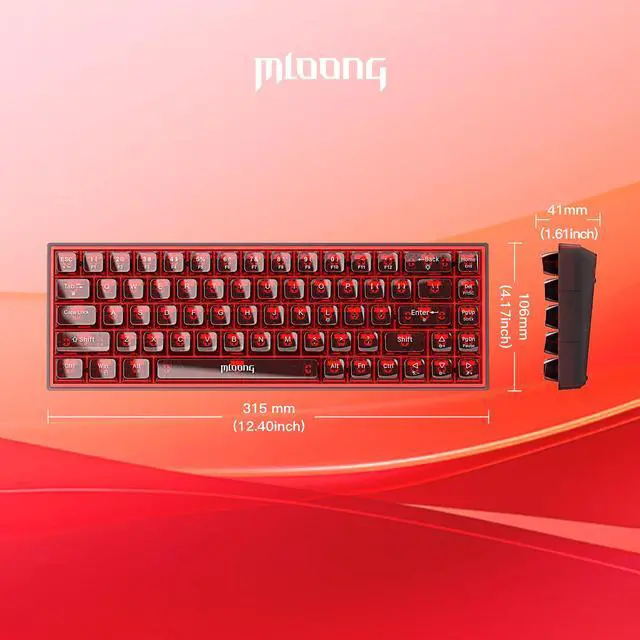 Alt view image 6 of 7 - Mloong PC transparent key cap 68 key Mechanical Gaming Keyboard with ADJUSTABLE
KEYBOARD BACKLIGHT - FLASH PINK Switches for a Premium Typing and Gaming Experience on PC and Mac