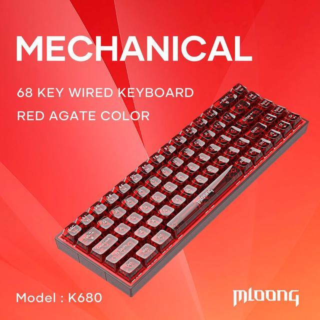 Alt view image 2 of 7 - Mloong PC transparent key cap 68 key Mechanical Gaming Keyboard with ADJUSTABLE
KEYBOARD BACKLIGHT - FLASH PINK Switches for a Premium Typing and Gaming Experience on PC and Mac
