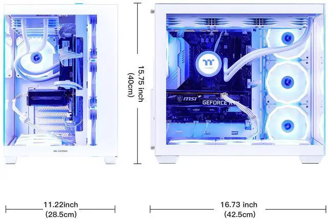 Alt view image 6 of 7 - Mloong X-Dragon Gaming PC Desktop, AMD Ryzen 7 9800X3D 8 core 4.7GHz(up to 5.2GHz), GeForce RTX 5070Ti 16GB, 32GB DDR5 RAM 6000MHz, 2TB NVME SSD, 850W PSU, Windows 11 Home 64-bit, White
