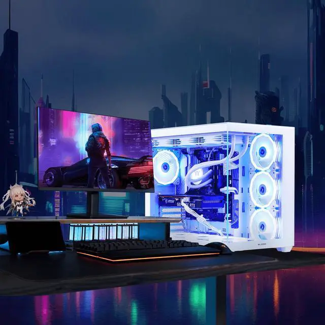 Alt view image 7 of 7 - Mloong X-Dragon Gaming PC Desktop, AMD Ryzen 7 9800X3D 8 core 4.7GHz(up to 5.2GHz), GeForce RTX 5070Ti 16GB, 32GB DDR5 RAM 6000MHz, 2TB NVME SSD, 850W PSU, Windows 11 Home 64-bit, White