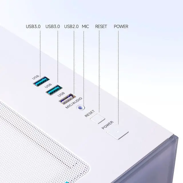 Alt view image 5 of 7 - Mloong White Gaming PC AMD Ryzen 5 5500 (Up to 4.2 GHz) CPU, GeForce RTX 5060 8GB, 1TB NVME SSD, 16GB DDR4 RAM 3200MHz, 650W PSU,7ARGB Fans, Windows 11 Home 64-bit WIFI Gaming Desktop