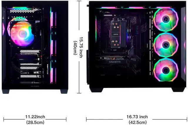 Alt view image 6 of 7 - Mloong Black Gaming PC AMD Ryzen 5 5500 (Up to 4.2 GHz) CPU, GeForce RTX 5060 8GB, 1TB NVME SSD, 16GB DDR4 RAM 3200MHz, 650W PSU,7ARGB Fans, Windows 11 Home 64-bit WIFI Gaming Desktop, Black