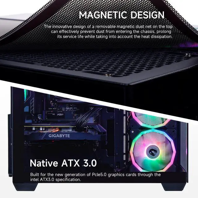 Alt view image 3 of 7 - Mloong X-Dragon Gaming PC Desktop, Intel Core i9 14900KF 24 core 3.2GHz(up to 6.0GHz), GeForce RTX 5080 16GB, 64GB DDR5 RAM 6000MHz, 2TB NVME SSD, 850W PSU, Windows 11 Home 64-bit, Black