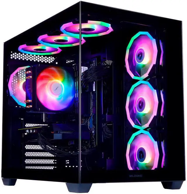 Main image of Mloong Black Gaming PC AMD Ryzen 5 5500 (Up to 4.2 GHz) CPU, GeForce RTX 3050 6GB, 1TB NVME SSD, 16GB DDR4 RAM 3200MHz, 650W PSU,7ARGB Fans, Windows 11 Home 64-bit WIFI Gaming Desktop, Black