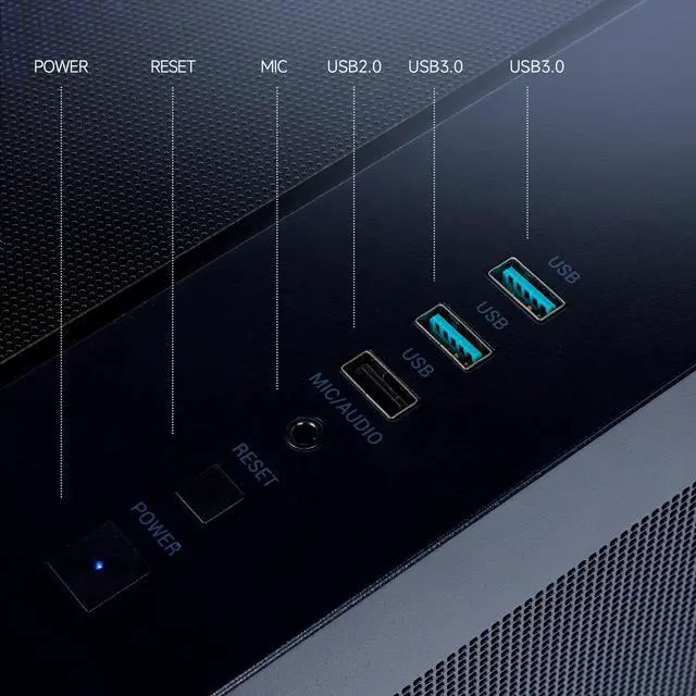Alt view image 5 of 7 - Mloong Black Gaming PC AMD Ryzen 5 5500 (Up to 4.2 GHz) CPU, GeForce RTX 3050 6GB, 1TB NVME SSD, 16GB DDR4 RAM 3200MHz, 650W PSU,7ARGB Fans, Windows 11 Home 64-bit WIFI Gaming Desktop, Black