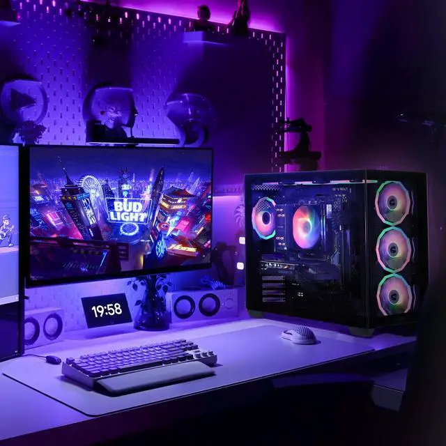 Alt view image 7 of 7 - Mloong Black Gaming PC AMD Ryzen 5 5500 (Up to 4.2 GHz) CPU, GeForce RTX 3050 6GB, 1TB NVME SSD, 16GB DDR4 RAM 3200MHz, 650W PSU,7ARGB Fans, Windows 11 Home 64-bit WIFI Gaming Desktop, Black