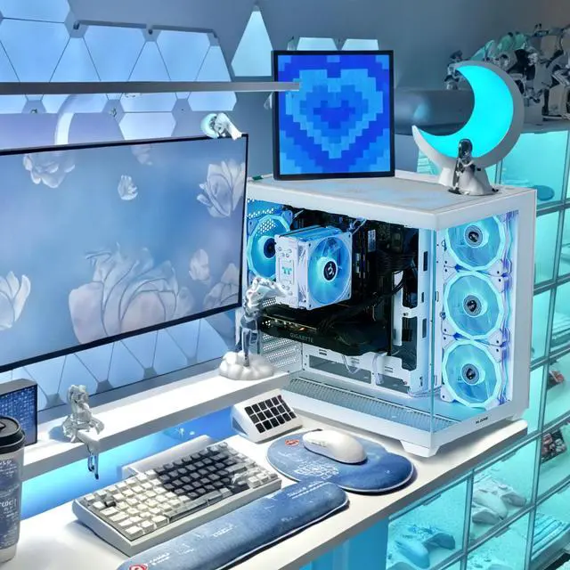 Alt view image 7 of 7 - Mloong Black Gaming PC AMD Ryzen 5 5500 (Up to 4.2 GHz) CPU, GeForce RTX 3050 6GB, 1TB NVME SSD, 16GB DDR4 RAM 3200MHz, 650W PSU,7ARGB Fans, Windows 11 Home 64-bit WIFI Gaming Desktop, White