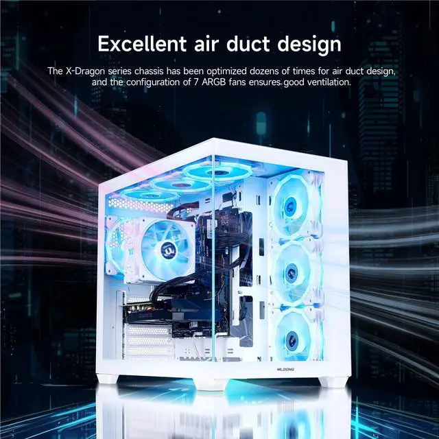 Alt view image 4 of 7 - Mloong Black Gaming PC AMD Ryzen 5 5500 (Up to 4.2 GHz) CPU, GeForce RTX 3050 6GB, 1TB NVME SSD, 16GB DDR4 RAM 3200MHz, 650W PSU,7ARGB Fans, Windows 11 Home 64-bit WIFI Gaming Desktop, White