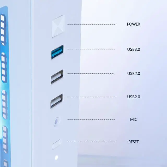 Alt view image 5 of 7 - Mloong Black Gaming PC AMD Ryzen 5 5500 (Up to 4.2 GHz) CPU, GeForce RTX 3050 6GB, 1TB NVME SSD, 16GB DDR4 RAM 3200MHz, 650W PSU,7ARGB Fans, Windows 11 Home 64-bit WIFI Gaming Desktop, White