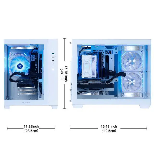 Alt view image 6 of 7 - Mloong Black Gaming PC AMD Ryzen 5 5500 (Up to 4.2 GHz) CPU, GeForce RTX 3050 6GB, 1TB NVME SSD, 16GB DDR4 RAM 3200MHz, 650W PSU,7ARGB Fans, Windows 11 Home 64-bit WIFI Gaming Desktop, White