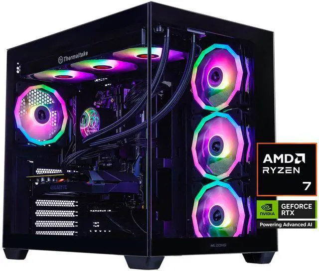 Main image of Mloong X-Dragon Gaming PC Desktop, AMD Ryzen 7 9800X3D 8 core 4.7GHz(up to 5.2GHz), GeForce RTX 5070Ti 16 GB, 32GB DDR5 RAM 6000MHz, 2TB NVME SSD, 850W PSU, Windows 11 Home 64-bit, Black