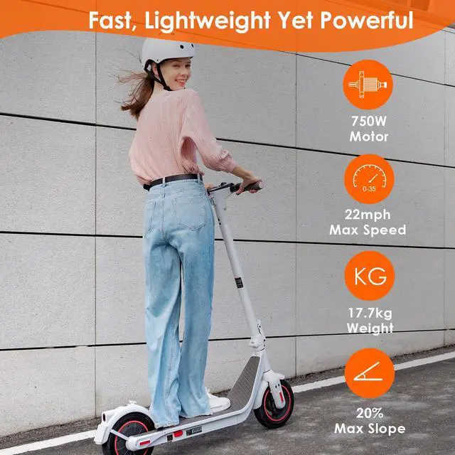 Alt view image 4 of 7 - Inmotion Air Pro Electric Sport Scooter, 750W Power, 22MPH & 30Miles Range, Wiring Hidden Design, 10'' Pneumatic Tire, Dual Brakes, W. Capacity 264lbs, Commuter Electric Scooter Adults
