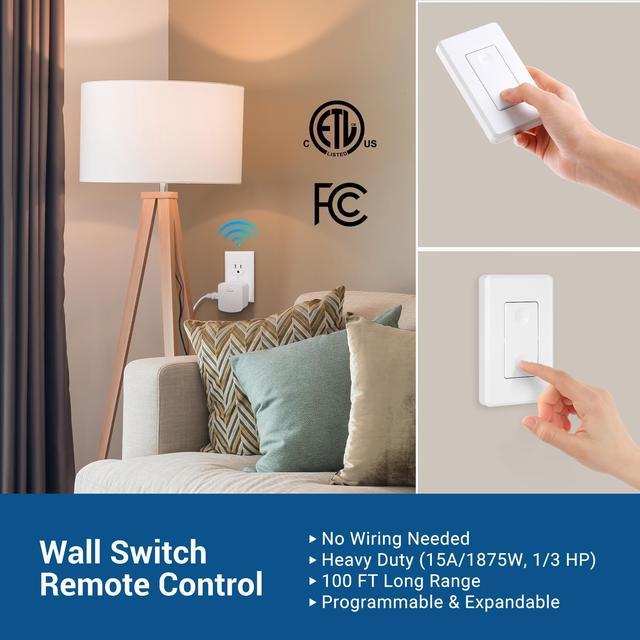 DEWENWILS Wireless Light Switch and Receiver Kit, 100 Ft RF Range, Remote  Control Wall Switch for Ceiling Lights, Fans, Lamps 