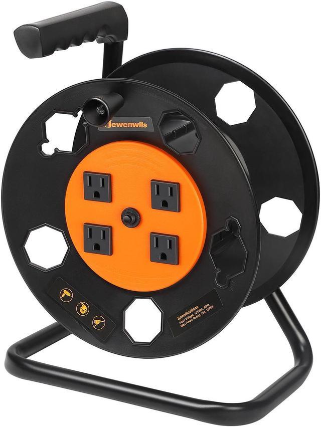 DEWENWILS Extension Cord Reels for 100ft 14 or 16 Gauge Cord, Hand Retractable  Extension Cord Storage Reel 