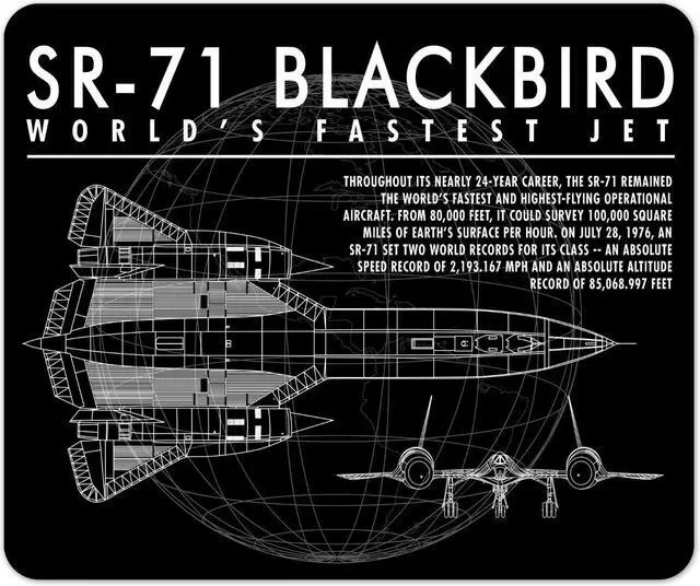 Main image of SR-71 Blackbird Mach 3 Schematic Mouse Pad 1/4 Thick