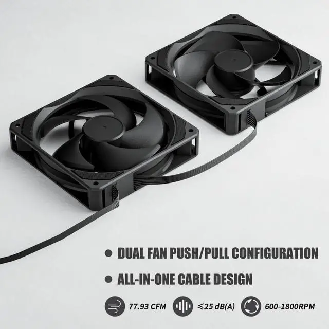 Alt view image 2 of 7 - upHere P6DK CPU Air Cooler 6mm x 6 Copper Heat Pipes CPU Cooler with Dual 120mm Fan PWM 1800RPM 77.93CFM for Intel LGA 2011/2066 (Mainboard X79/X99)/1700/1200/1150/1121/1155/1156/1366/AMD AM5/AM4