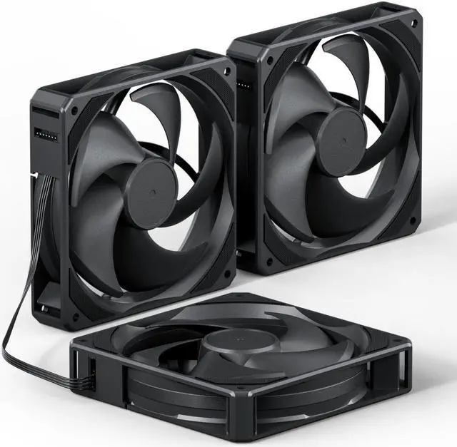 Main image of upHere U2K Case Fan 120mm Black PWM Silent Computer Cooling Fans All-in-One Daisy Chain 1800RPM 77.93CFM Under 25dB(A) for Cases CPU Liquid Coolers and CPU Air Coolers,3-Pack,U2K-3