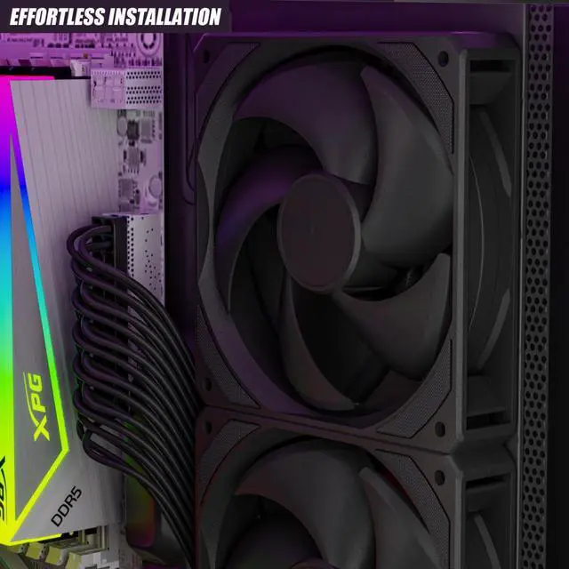 Alt view image 6 of 7 - upHere U2K Case Fan 120mm Black PWM Silent Computer Cooling Fans All-in-One Daisy Chain 1800RPM 77.93CFM Under 25dB(A) for Cases CPU Liquid Coolers and CPU Air Coolers,3-Pack,U2K-3
