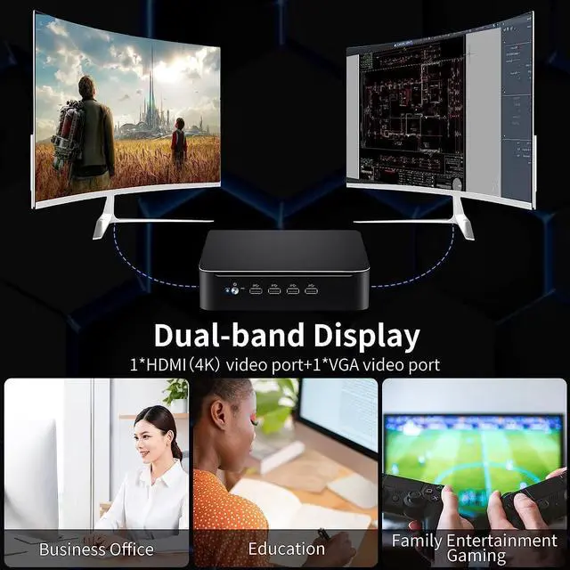 Alt view image 5 of 7 - BOESIIPC Mini Desktop PC Computer Core i9-10885H, Micro PC Windows 11 pro, 16G DDR4 RAM 256G M.2 NVME SSD, 4K HDMI VGA Dual Diaplay, WiFi 6 Bluetooth 5.1, Gigabit LAN for Office/Hone