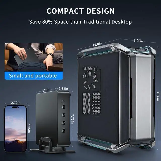 Alt view image 7 of 7 - BOESIIPC Mini Desktop PC Computer Core i9-10885H, Micro PC Windows 11 pro, 16G DDR4 RAM 256G M.2 NVME SSD, 4K HDMI VGA Dual Diaplay, WiFi 6 Bluetooth 5.1, Gigabit LAN for Office/Hone