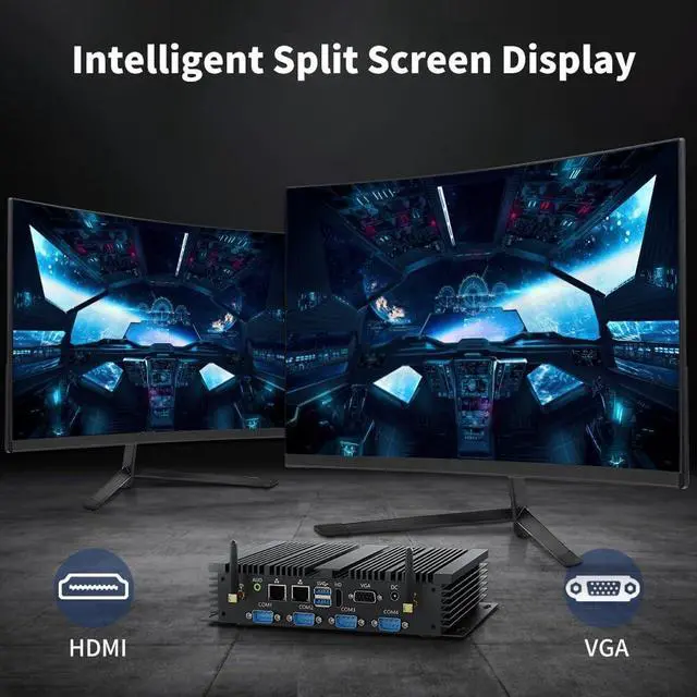 Alt view image 6 of 7 - BOESIIPC Fanless Mini Industrial PC, Desktop Computer i5-4200U Windows 10 Pro, 16GB RAM 512GB SSD, 2xNICs, 6*COM RS232, 4xUSB3.0, 2.4G+5G WiFi, HDMI/VGA Ports, Gigabit LAN, Auto Power On