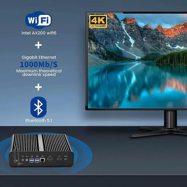 Alt view image 3 of 7 - BOESIIPC Fanless Mini PC i7-1165G7 Windows 11 Pro, Desktop Computer 8G DDR4 RAM 512G NVME SSD, Iris Xe Graphics, HDMI, DP, Dual 4K UHD, WiFi 6, Bluetooth 5.1 for Home/Office