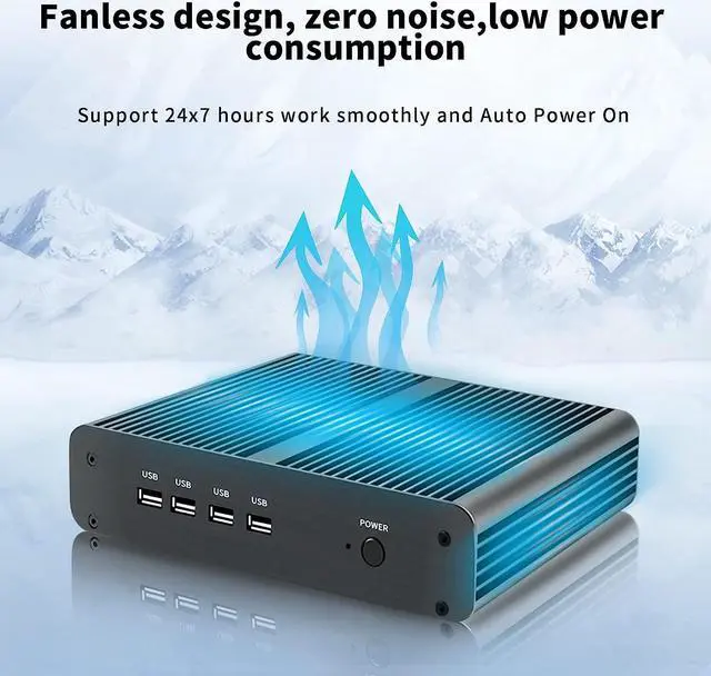 Alt view image 5 of 7 - BOESIIPC Fanless Mini PC i7-1165G7 Windows 11 Pro, Desktop Computer 8G DDR4 RAM 512G NVME SSD, Iris Xe Graphics, HDMI, DP, Dual 4K UHD, WiFi 6, Bluetooth 5.1 for Home/Office
