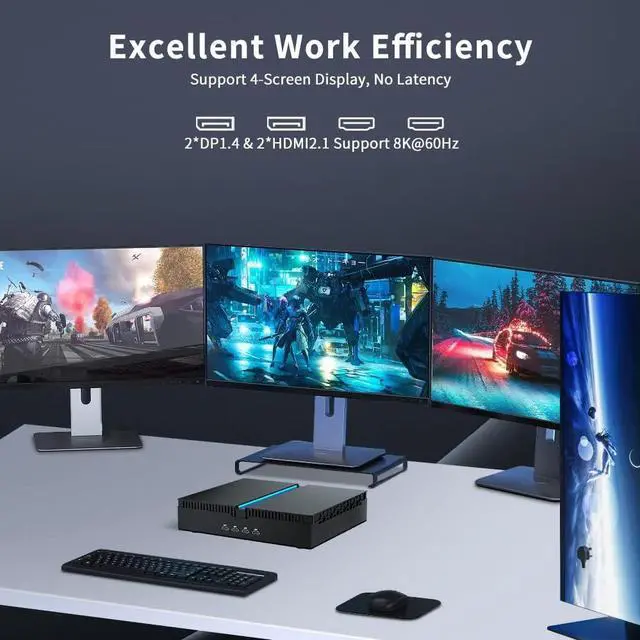 Alt view image 6 of 7 - BOESIIPC Mini PC Gaming i5-12400F 6 Cores Upto 4.4GHz, Desktop Computer RTX3060 12G, Windows 11 Pro, 16G DDR4 RAM 512G SSD, Wifi6 BT5.1, Optical, HDMI*2 DP*2 8K@60Hz Four Display