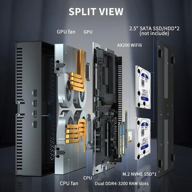 Alt view image 3 of 7 - BOESIIPC Mini PC Gaming i7-12700F 12 Cores Upto 4.9GHz, Desktop Computer RTX3060 12G, Windows 11 Pro, 16G DDR4 RAM 512G SSD, Wifi6 BT5.1, Optical, HDMI*2 DP*2 8K@60Hz Four Display