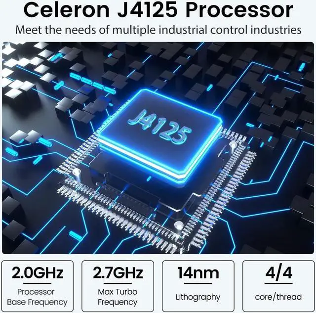 Alt view image 2 of 7 - BOESIIPC Mini PC/HTPC, Celeron J4125 2.0GHz, 8GB RAM| 512GB SSD, Fanless Computer with Dual Band WiFi and Dual LAN, HDMI, VGA, Win10 Pro