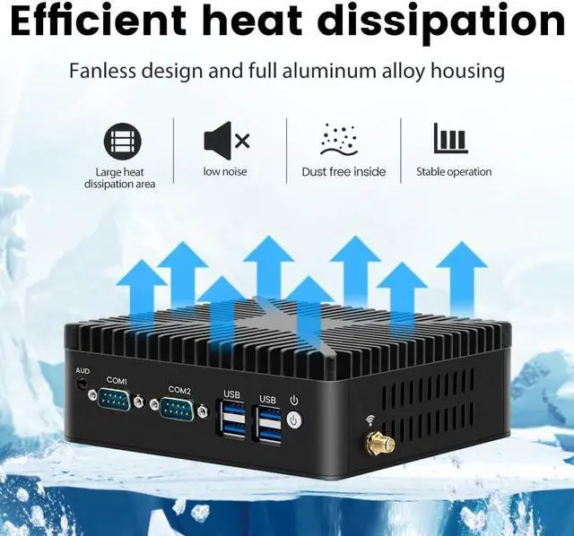 Alt view image 3 of 7 - BOESIIPC Mini PC/HTPC, Celeron J4125 2.0GHz, 8GB RAM| 512GB SSD, Fanless Computer with Dual Band WiFi and Dual LAN, HDMI, VGA, Win10 Pro