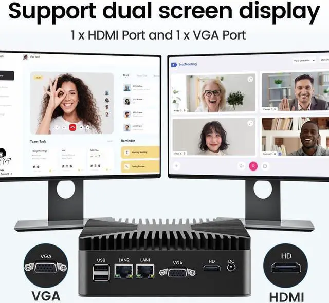 Alt view image 4 of 7 - BOESIIPC Mini PC/HTPC, Celeron J4125 2.0GHz, 8GB RAM| 512GB SSD, Fanless Computer with Dual Band WiFi and Dual LAN, HDMI, VGA, Win10 Pro