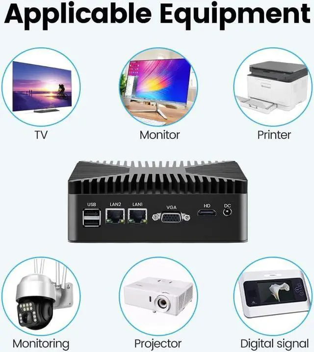 Alt view image 7 of 7 - BOESIIPC Mini PC/HTPC, Celeron J4125 2.0GHz, 8GB RAM| 512GB SSD, Fanless Computer with Dual Band WiFi and Dual LAN, HDMI, VGA, Win10 Pro